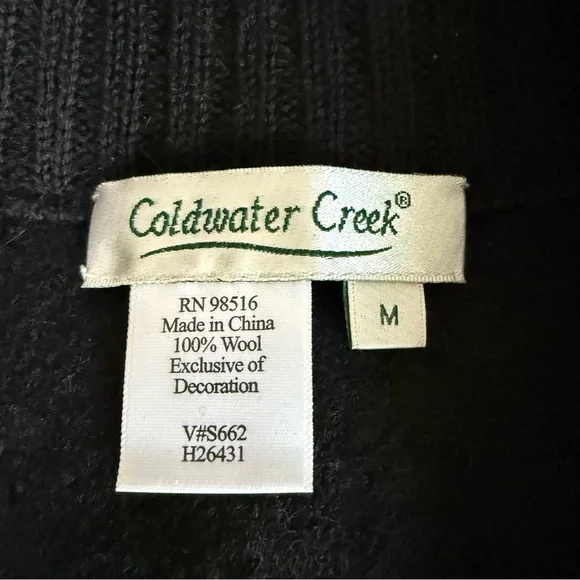 Coldwater Creek Size Medium Wool Vest Sleeveless Winter Cat Mock Neck Zip Front - Picture 5 of 7